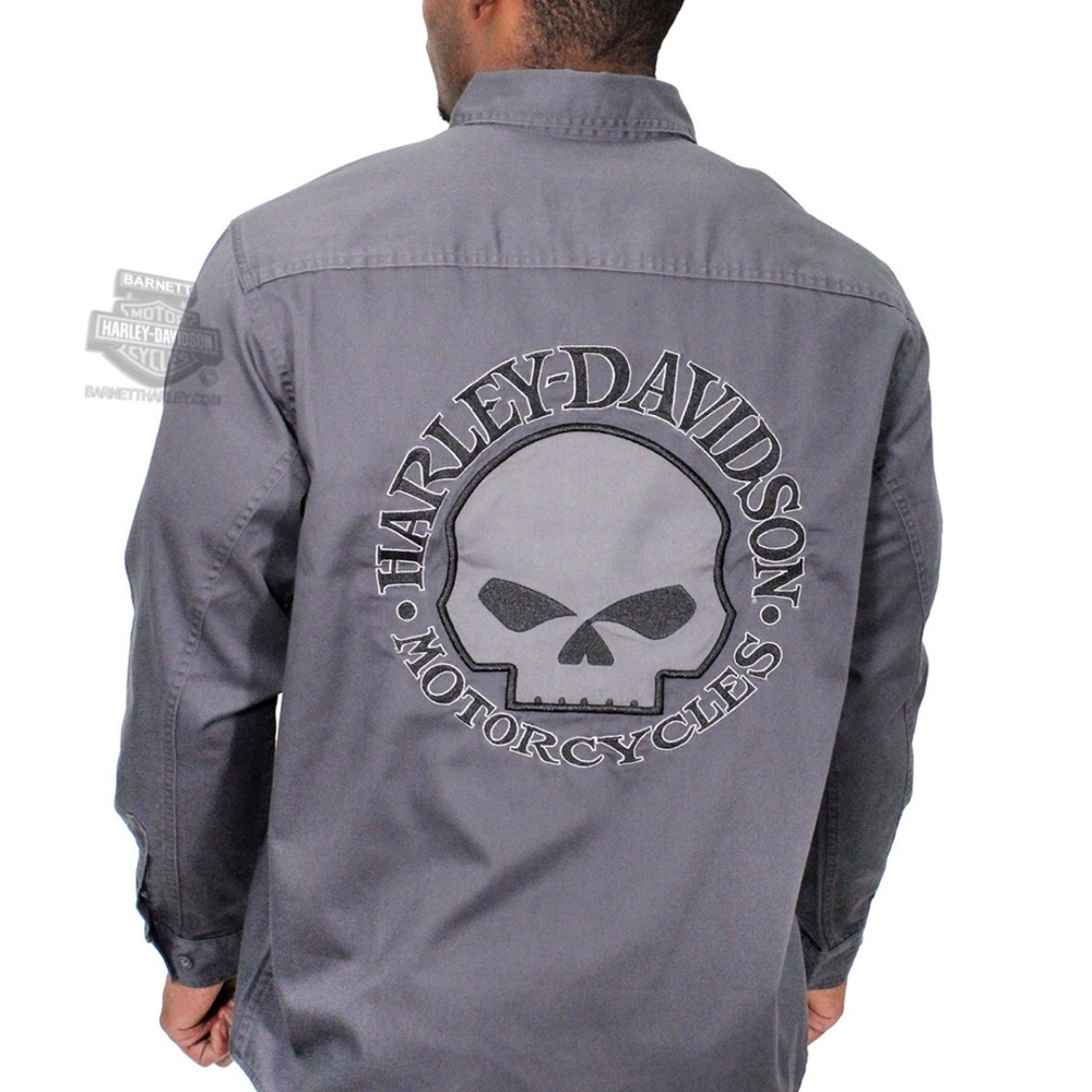 Harley-Davidson Men's Willie G. Skull Gray Shirt Jacket Size XL